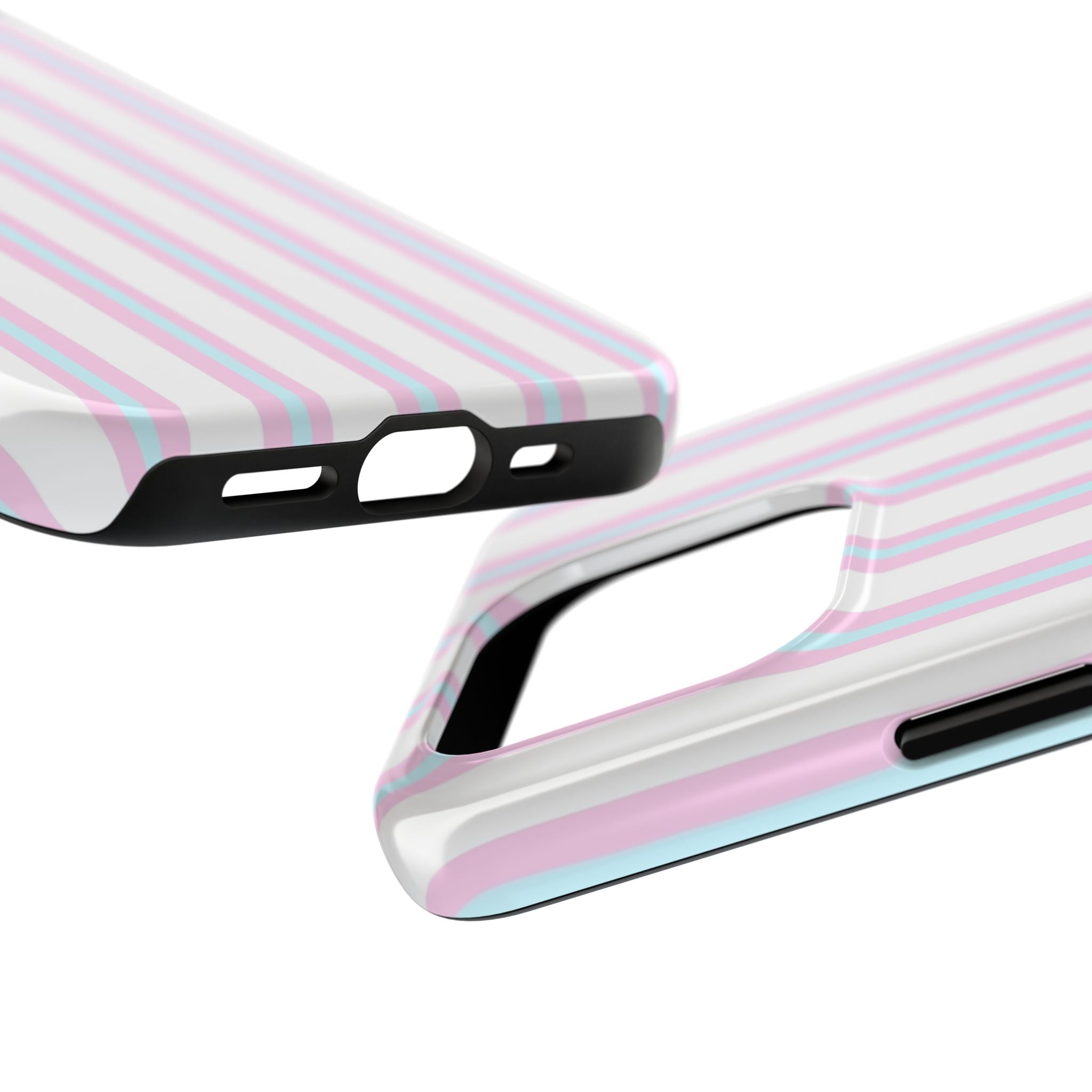 Two striped phone cases on a white background