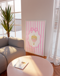 Dreamland-themed baby room poster set with dainty ribbons and cotton candy color palette.