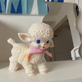 Pastel Pink Bow Sheep Doll – Whimsical Vintage Desk Decoration