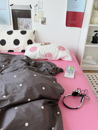 Pink and Gray Polka Dot Bedding Set