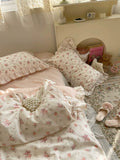 Queen floral duvet cover handmade embroidery showcased in bright room