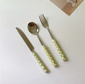 Plaid Handle Stainless Steel Utensils – Stylish Cutlery for Elegant Dining