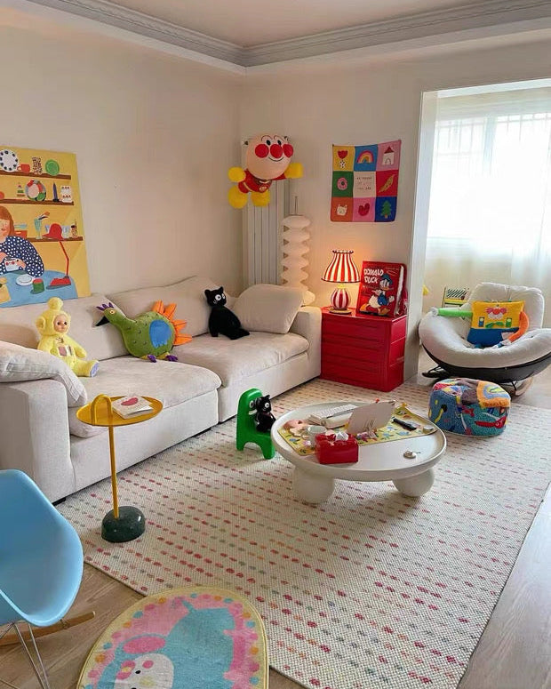 Children's playroom with toys and colorful furniture