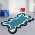 Mid-century boho rug in a trendy wavy design, ideal for bedroom decor