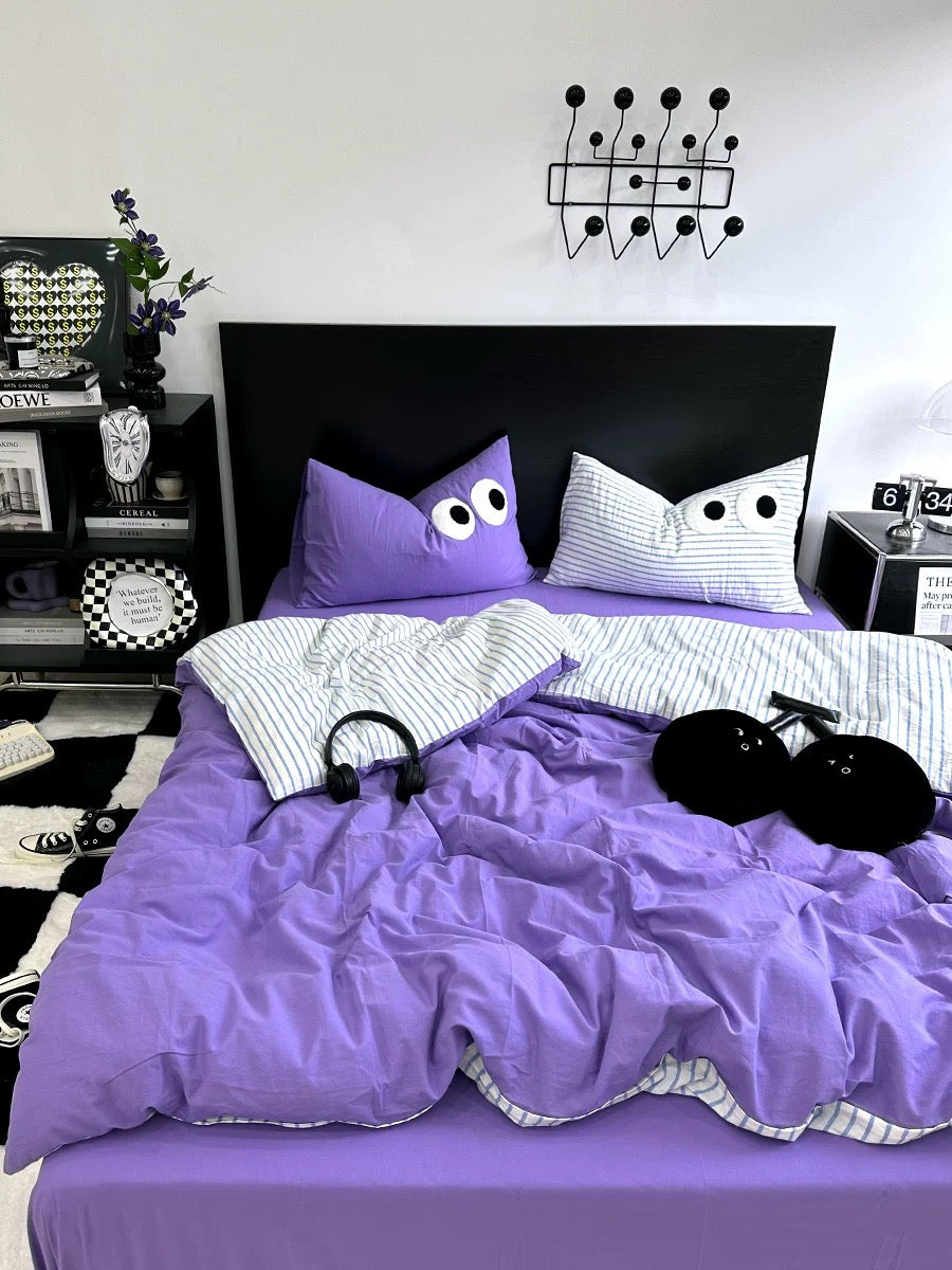 Cozy purple aesthetic bedding for trendy bedroom decor