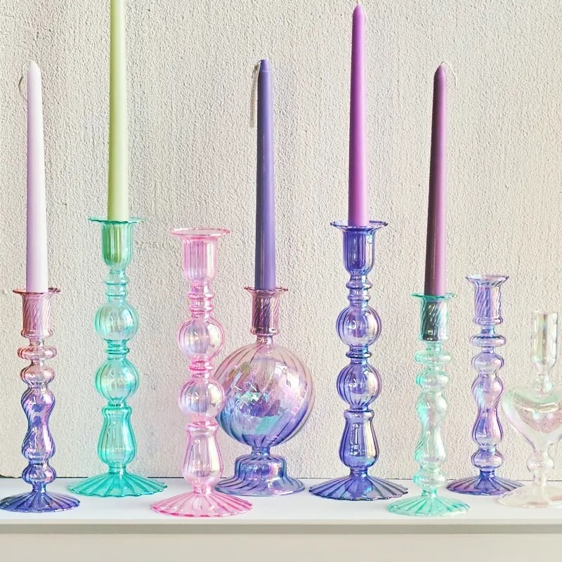 Purple Glass Vase and Candle Holder – Creative Minimalist Design for Tabletop Decor