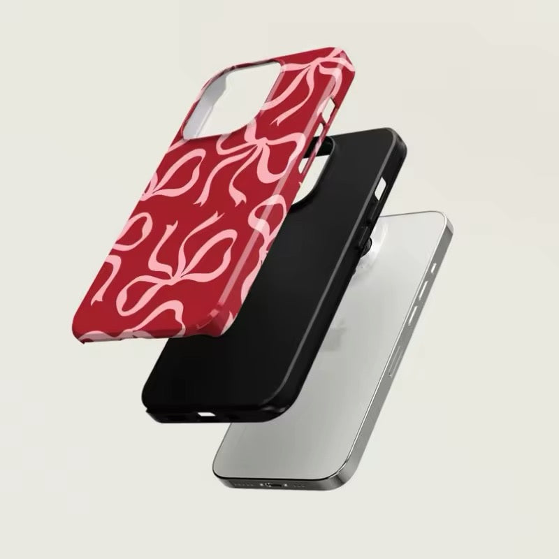 Pink bow iPhone case with durable acrylic TPU design