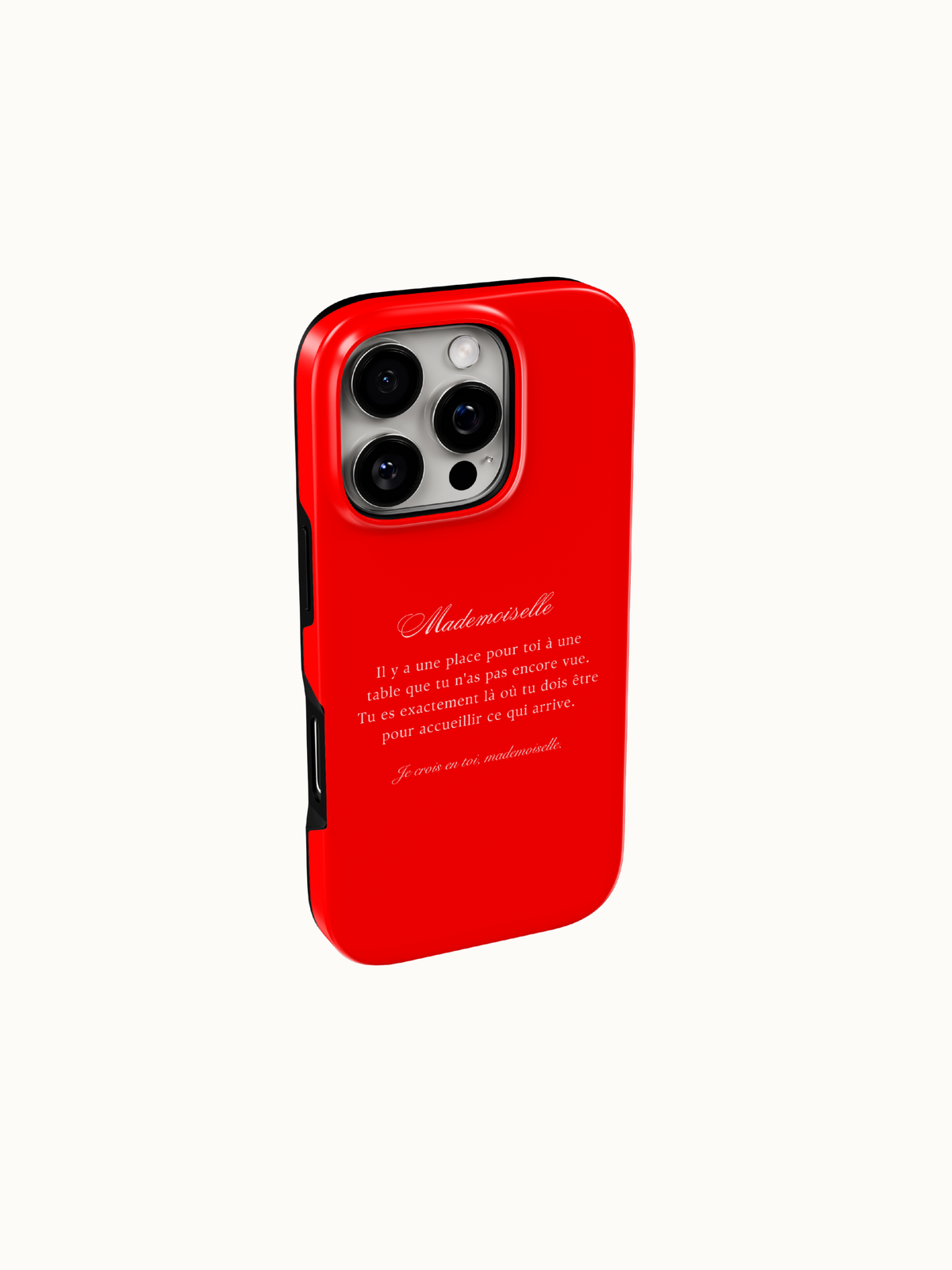 Red phone case back view with camera cutout, fits iPhone 11 to 17, French girl aesthetic red iPhone case, The Feelz
