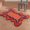 Psychedelic 70s rug with vibrant colors for a funky living room
