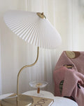 Retro European Bedside Lamp – Vintage Pleated Brass