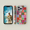 The Y2K aesthetic flower case showing TPU edges and magnetic compatibility for wireless charging