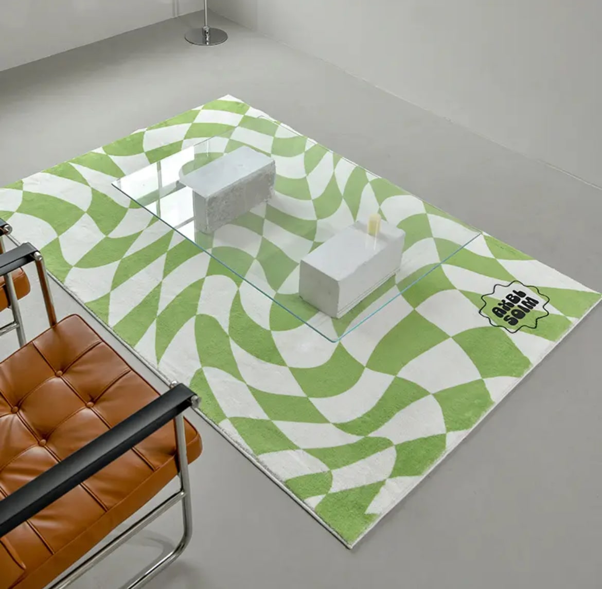 Retro Plaid Floor Mat – Large Area Checkerboard Carpet for Modern Rooms