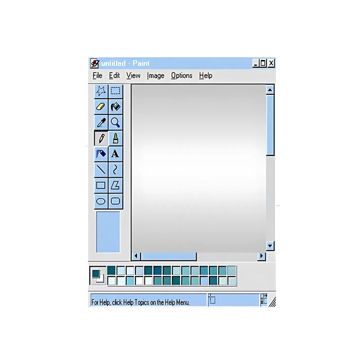 Retro paint window mirror with blocky menu graphics surrounding the mirror