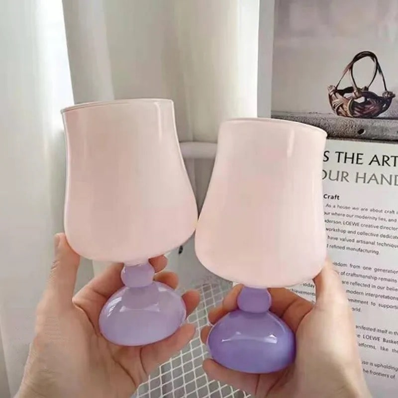 Retro Tulip Glass Mug with High Feet