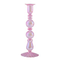 Romantic Purple Tabletop Candle Holder – Transparent Glass for Parties