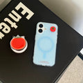 Tomato case for iPhone 16 shown in close-up view.