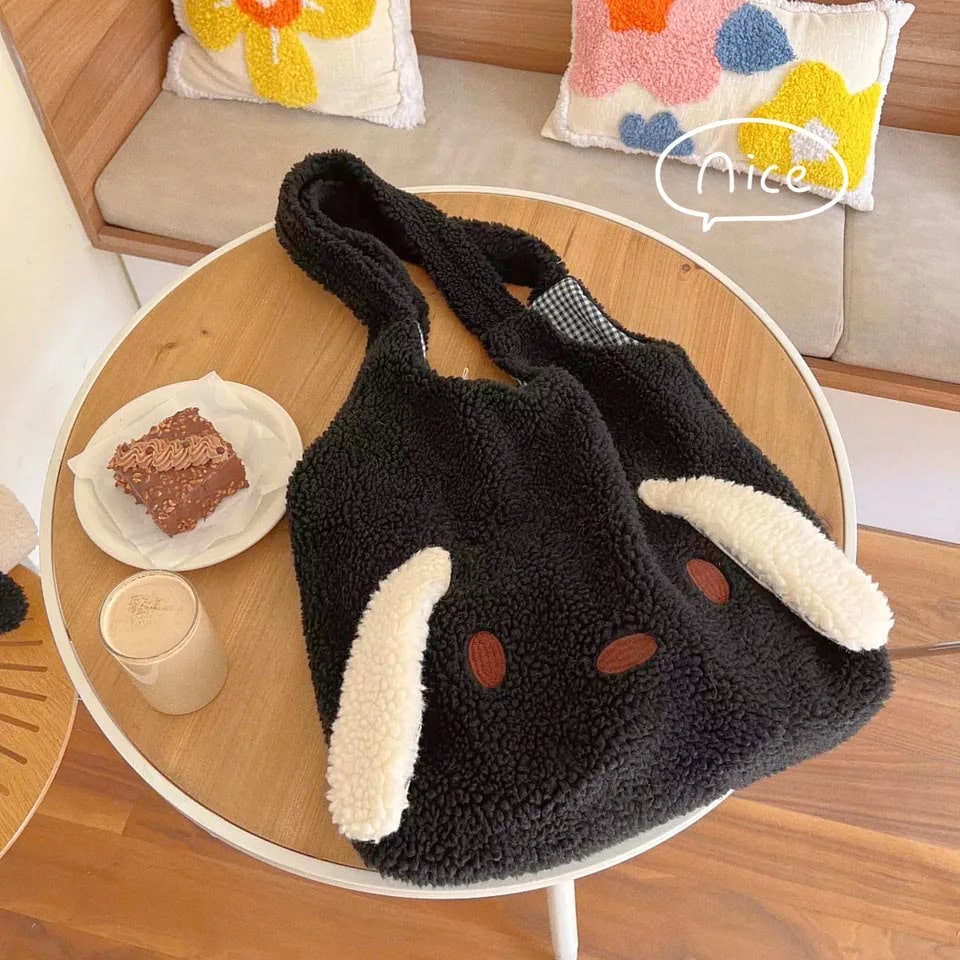 Soft Warm Plush Tote Bag with Large Capacity