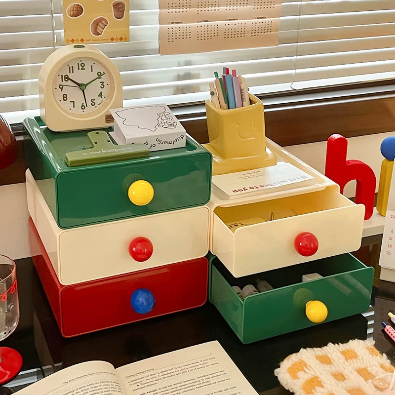 Stackable Desk Organizer Storage – Durable Plastic Box for Supplies