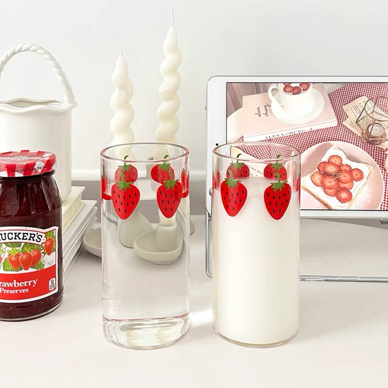 Student-friendly kawaii glass cup for milk