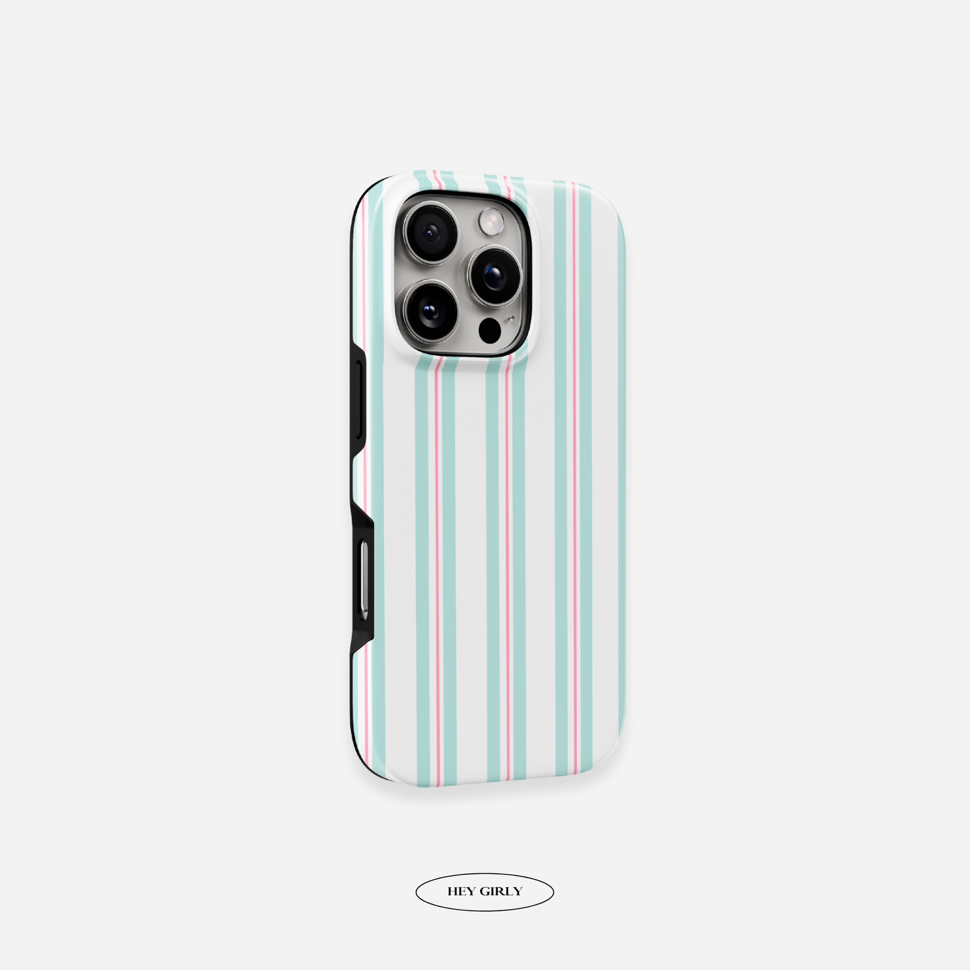Aesthetic flat‑lay of dorm accessories with the pastel striped phone case at the center—cute gift idea.