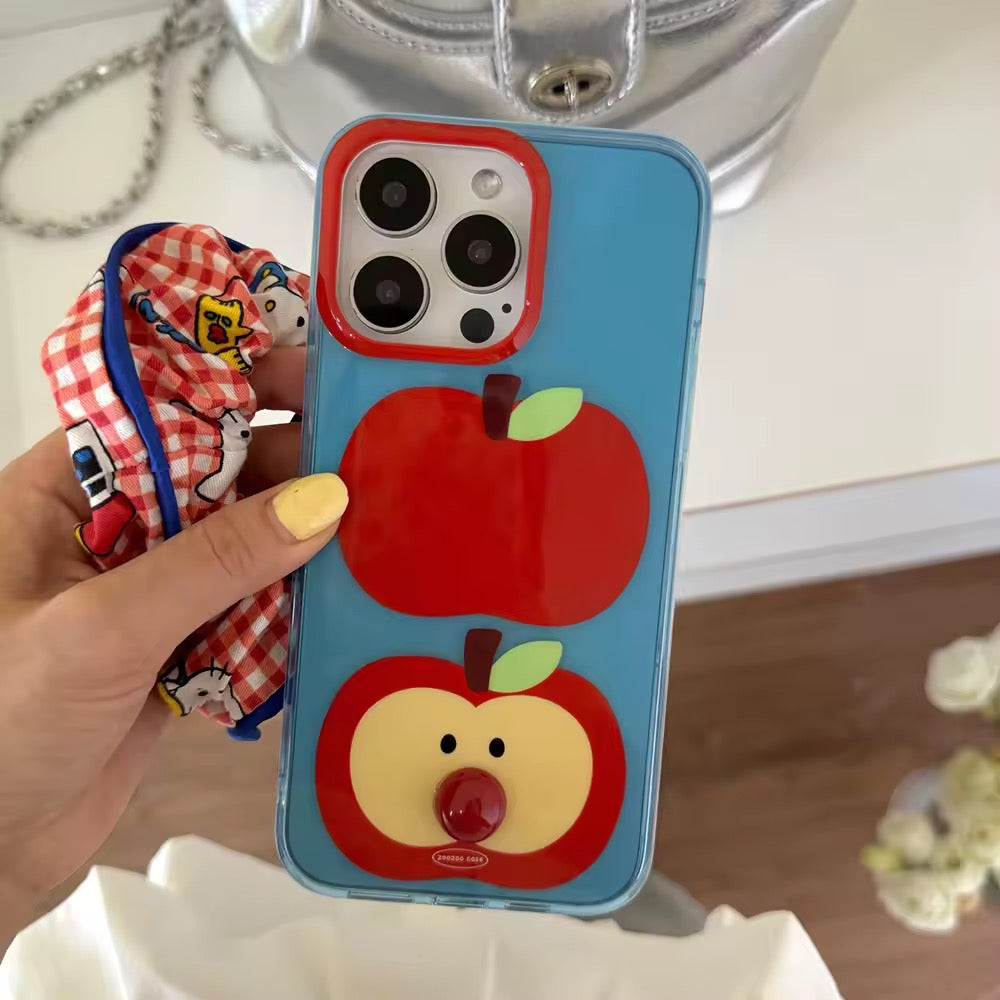 Cute red apple graphics on TPU phone case for girls