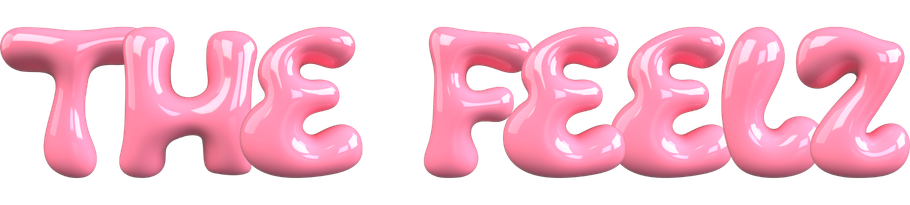 The word 'THE FEELZ' in large, glossy pink bubble letters on a plain white background.