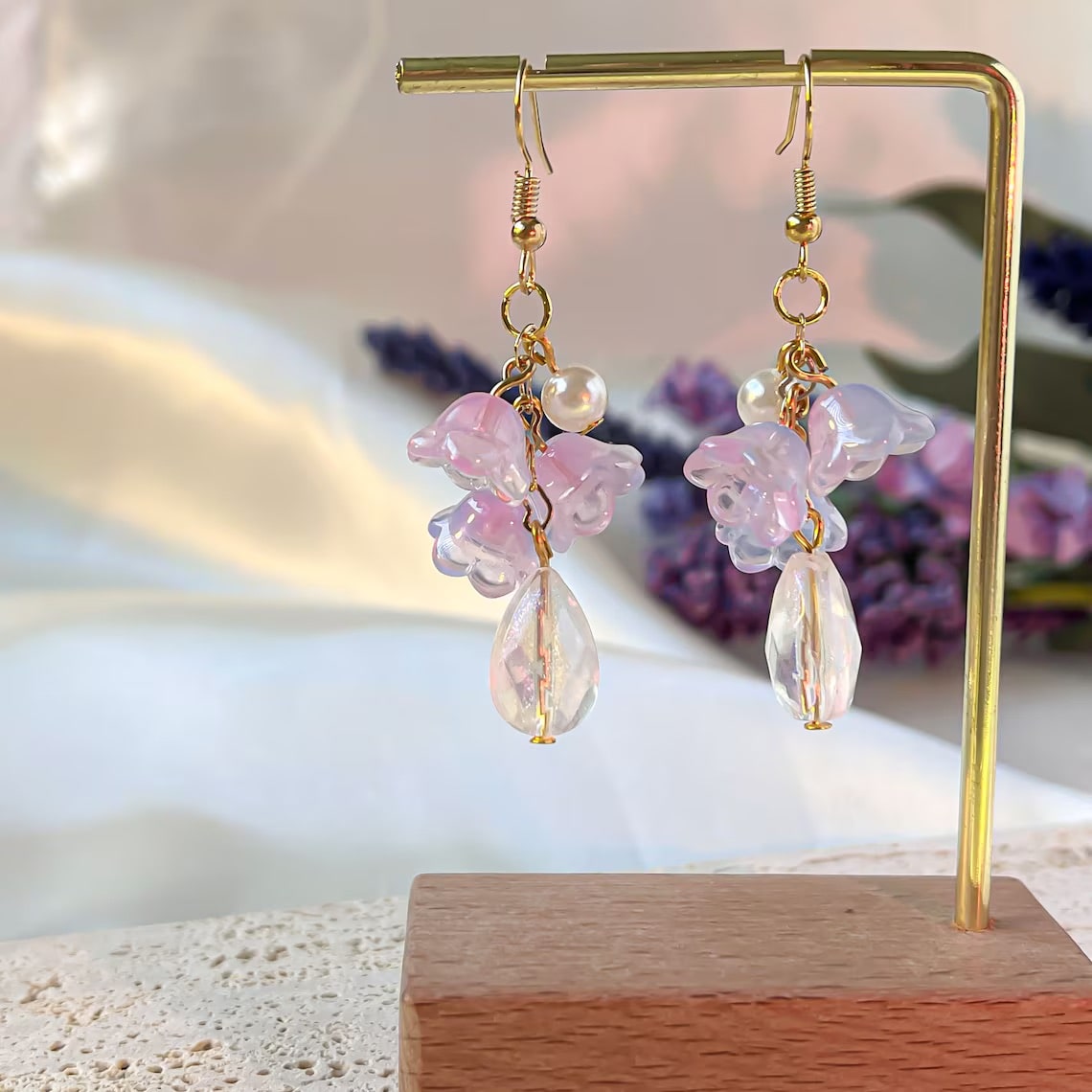Vintage-inspired baroque pendant necklace and floral hoop earrings