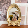 Rustic French Carving Frame Decorative Table Mirror for Home and Vanity