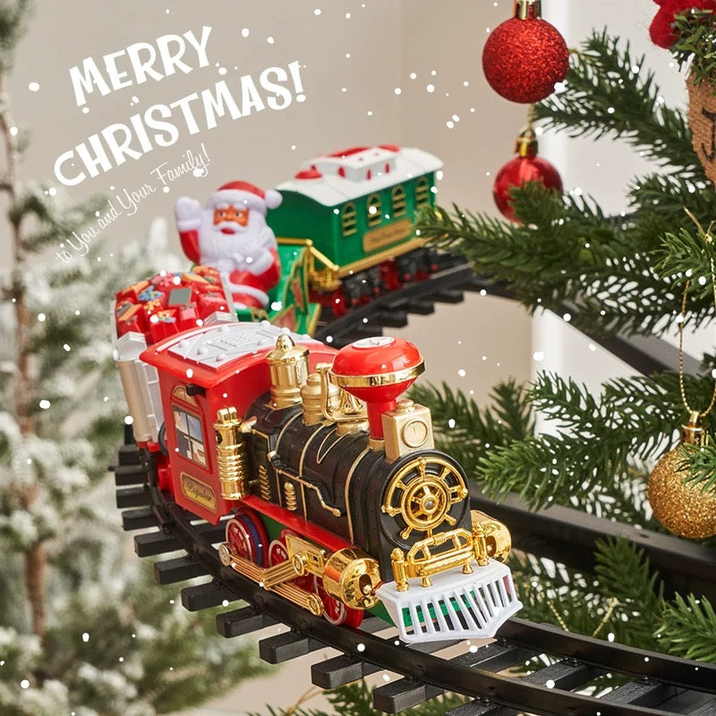 Electric Christmas tree train set with lights and sound