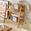Wooden vanity shelf for countertop organization
