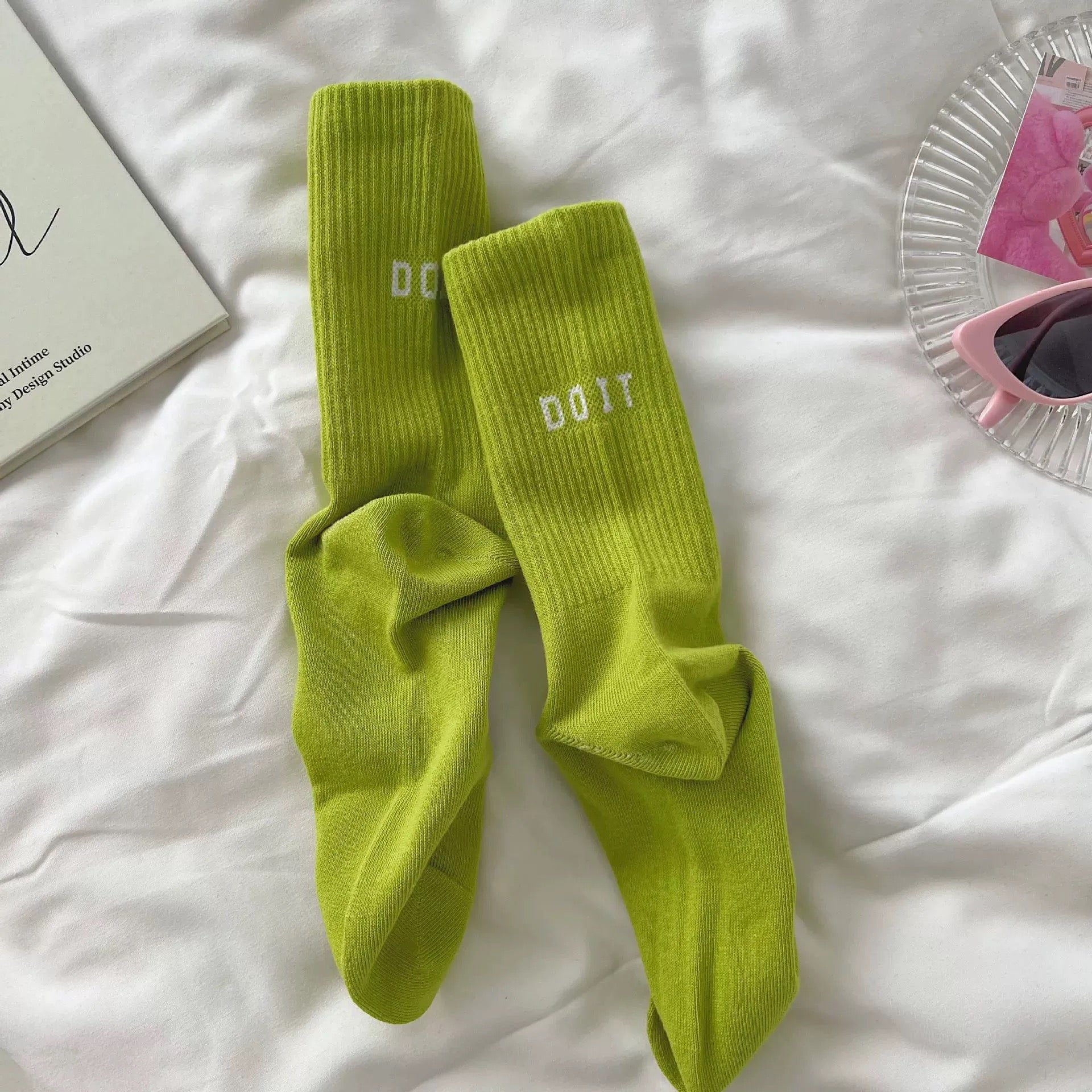 Women pink socks Y2K streetwear cotton trendy sportswear